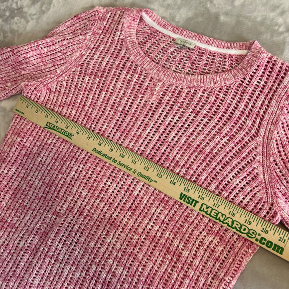 Talbots Sweater Womens Large Pink Open Knit Pullover Beach Cotton Preppy NWT - Picture 7 of 11